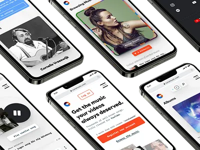Cora Music branding design figma mobile music product design saas ui web design youtube
