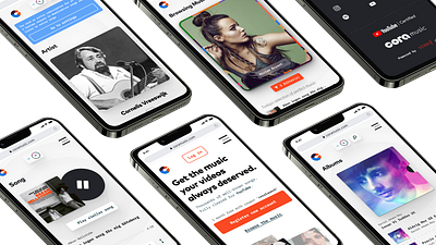 Cora Music branding design figma mobile music product design saas ui web design youtube