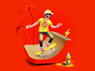 Stanley Man 3d blender board character design illustration man people skate skateboard skateboarder skateboarding skater sport