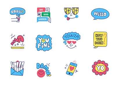 Stickers design icons illustration logo stickers ui ux vector