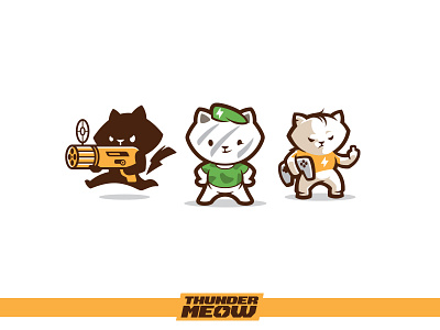 ThunderMeow animal branding cartoon cat character design e sport fight game gamer hooligan kids logo mascot pet soldier sport toy vector warrior