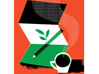 Creative Break coffee time creativity digital illustration draw green ideas illustration pencil red