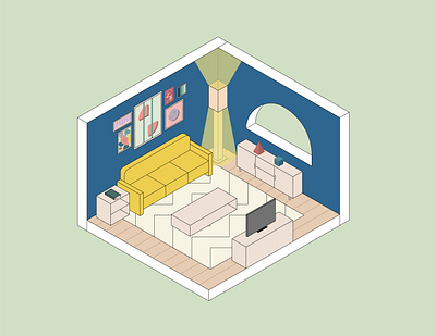 isometric living room adobe illustrator ai design graphic design illustration interior isometric living room minimalistic room simple