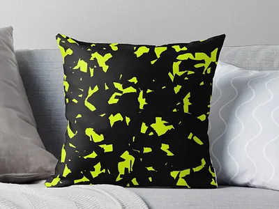 Seamless Pattern Throw Pillow abstract art artistic black camo camouflage design flat plain seamless styled vector yellow