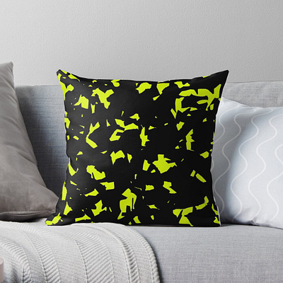 Seamless Pattern Throw Pillow abstract art artistic black camo camouflage design flat plain seamless styled vector yellow