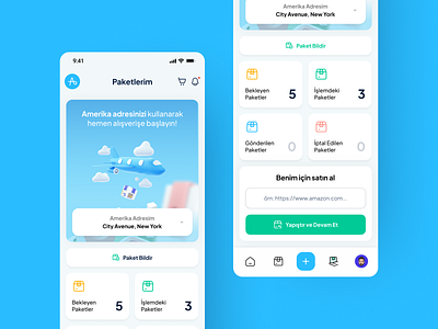 Amerika Postam: Mobile App 3d app cargo mobile app shopping ui ux website