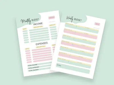 Monthly and weekly budget planners budget design finance plan planner vector