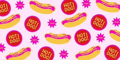 Hot Dog Pattern branding design illustration typography