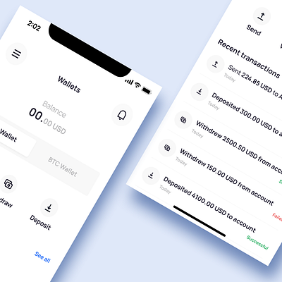 Crypto Wallet balance crypto cryptocurrencies cryptowallet finance ios money transaction ui wallet