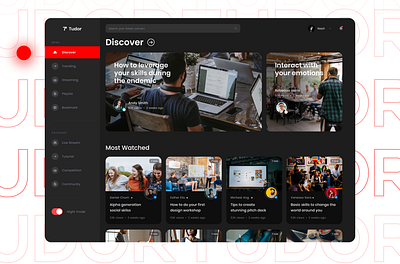 Tudor - Streaming Platform Dashboard best design dark mode dashboard design design product live streaming streaming streaming platform ui user experience user interface ux youtube