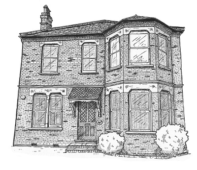 English house architecture artwork drawing illustration inkpen sketch