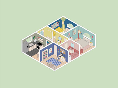 isometric house adobe illustrator ai apartment design graphic design house illustration interior isometric minimalistic room simple