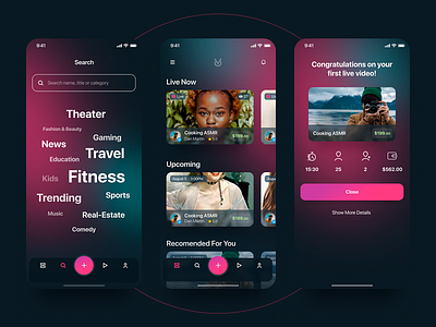 Stream App android app design interface ios mobil mobile prototype screens sketch ui ux