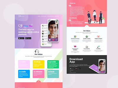 IHearYou Mobile App Landing Page Design app branding chaplain community design graphic design illustration landing page logo ui vector