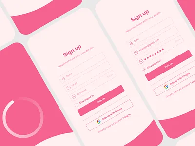 Sign Up Page | Mobile app application daily ui daily ui 001 figma log in mobile mobile interface pink sign up sign up form ui
