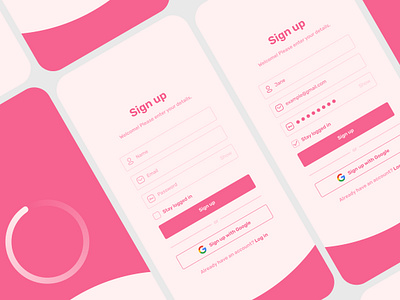 Sign Up Page | Mobile app application daily ui daily ui 001 figma log in mobile mobile interface pink sign up sign up form ui