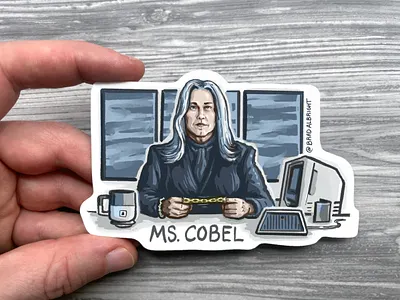 Sticker-A-Day May #12 - Ms. Cobel (Severance) decals drawing illustration line art patricia arquette pen and ink severance sticker art stickers tv shows