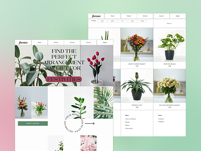 Shop of plants and flowers app design flowers minimal plants shop typography ui website