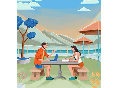 Couple Date at Coffe Shop app boba branding design flat illustration logo minimal ui vector website