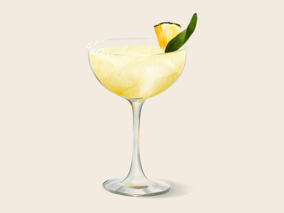 Pineapple Sage Mezcalita cocktail illustration mezcalita pineapple procreate watercolor