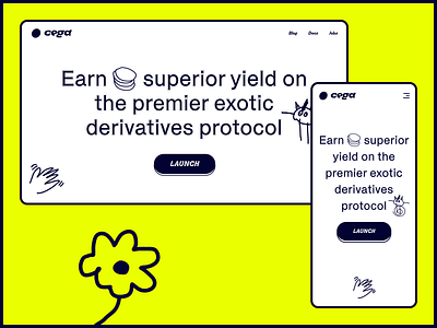 Cega Project - Marketing Site animation cega clean defi design exploration figma finance financeapp fresh landing page motion graphics product startup ui ux webapp webflow website yellow
