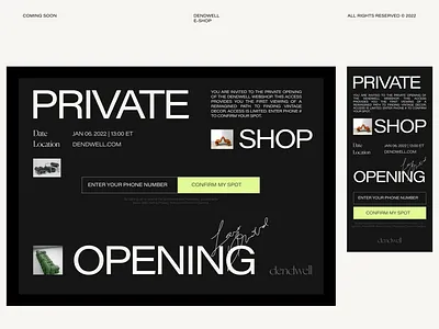 Dendwell / Ecommerce Coming Soon branding and identity coming soon decor design ecommerce furniture influencer marketing marketplace promo shop signup ui ux uxui vintage web design webflow