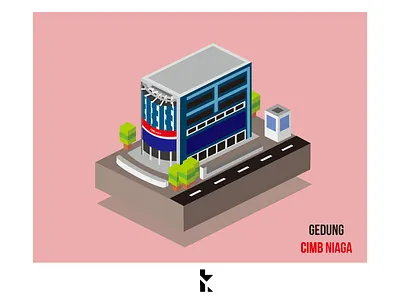 CIMB NIAGA BUILDING animation design flat illustration vector