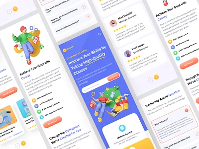 Coursy - Online Course Responsive View 3d colorful course e learning education landing page learning online learning platform mentor online course responsive ui uiux ux web web design website