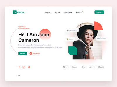 Designer Personal Portfolio agency charact clean creative design flat freelancer hero homepage landing page minimal personal portfolio portfolio typography ui design web design