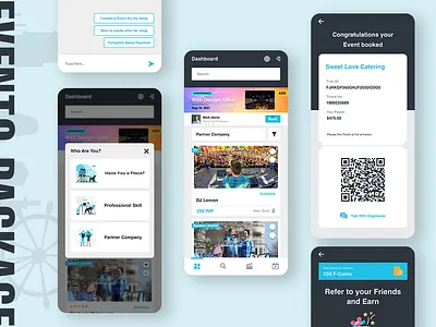 Evento- Event Booking App application event management event package events mobileapp ui ux