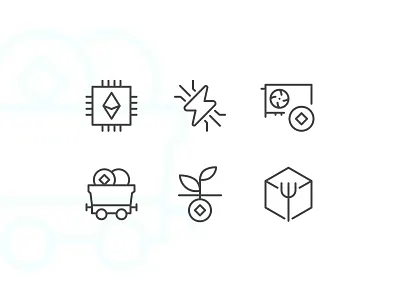 Mining outline iconset blockchain crypto cryptocoin gpu hard fork hash rate icons investment mine mining outline web3