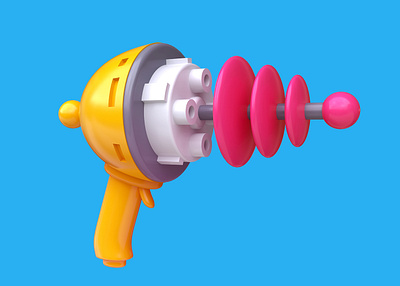 Raygun 3d alien art blaster cartoon concept cosmos design future gun military raygun render space toy war weapon