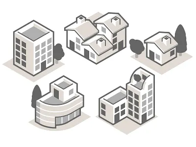 Building Icons icon icon set isometric shopping mall svg vector graphics walls windows