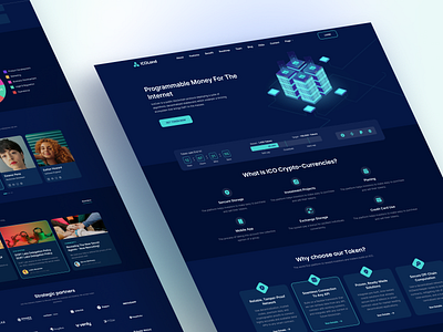 ICO Land: Crypto ICO Landing page blockchain clean crypto landing page modern ui ui ux website