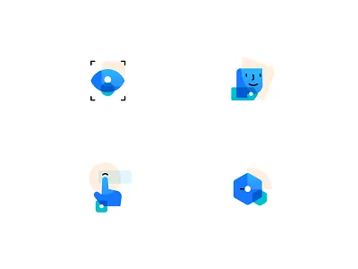 Simple Colour Icon color collision eye face facial recognition icon scan set up touch