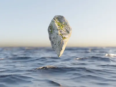 Floating Rock - 3D Animation 3d animation blender cgi landscape motion motion graphics nature ocean rock sun visual water