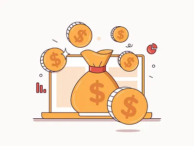 Investment 💰 artwork coins finance financial illustration illustration art investment laptop money online stocks vector