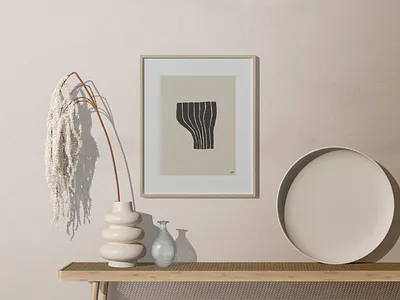 Frame Mockup With Decorative Plant And Tray graphicdesign