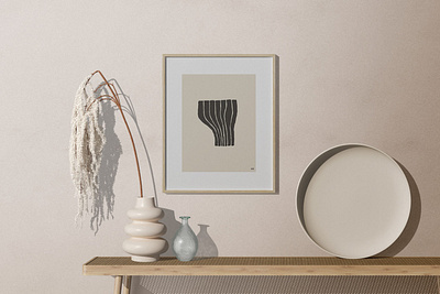 Frame Mockup With Decorative Plant And Tray graphicdesign