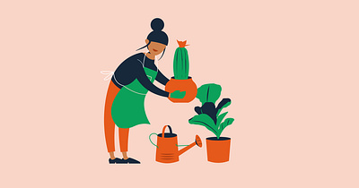 Gardiner Girl cactus character design hobbies home icon illustration leaf minimal plants procreate simple vector woman