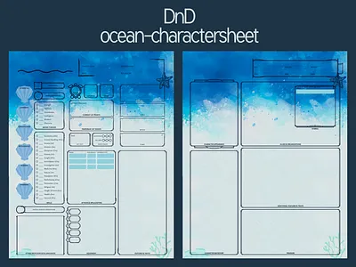 DnD ocean-charactersheet charactersheet design dnd dungeonsanddragons graphic design tabletop