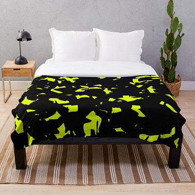Throw Blanket abstract art bed bedroom blanket camo camouflage decoration design digital interior redbubble seamless throw vector yellow