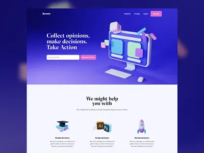 Revote Landing Page 3d 3d modelling blender business landingpage logo startup ui