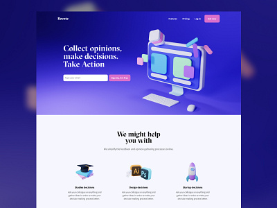 Revote Landing Page 3d 3d modelling blender business landingpage logo startup ui