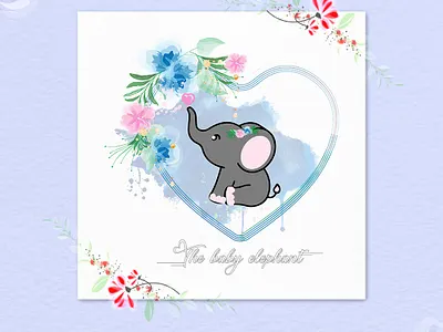 Baby elephant watercolor logo beauty logo boho logo brand identity branding design digital art elegant logo graphic design illustration logo logo design signature logo vector watercolor logo