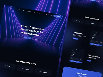 Assetlix - Crypto Dex Swap agency app bitcoin black blue chain connect crypto design dex inspiration liquidity staking swap tokens trade transaction ui ux wallet