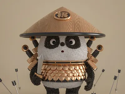 General Panda 3d c4d cartoon cute design figure hair illustration ip mascot oc octance panda role 三维