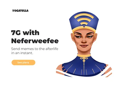 Mobile Data Ad/UI advertising design digital drawing egypt faces fashion illustration illustrator landing page marketing mobile mobilecarrier nefertiti portrait saas saasillustration ui wi fi wifi