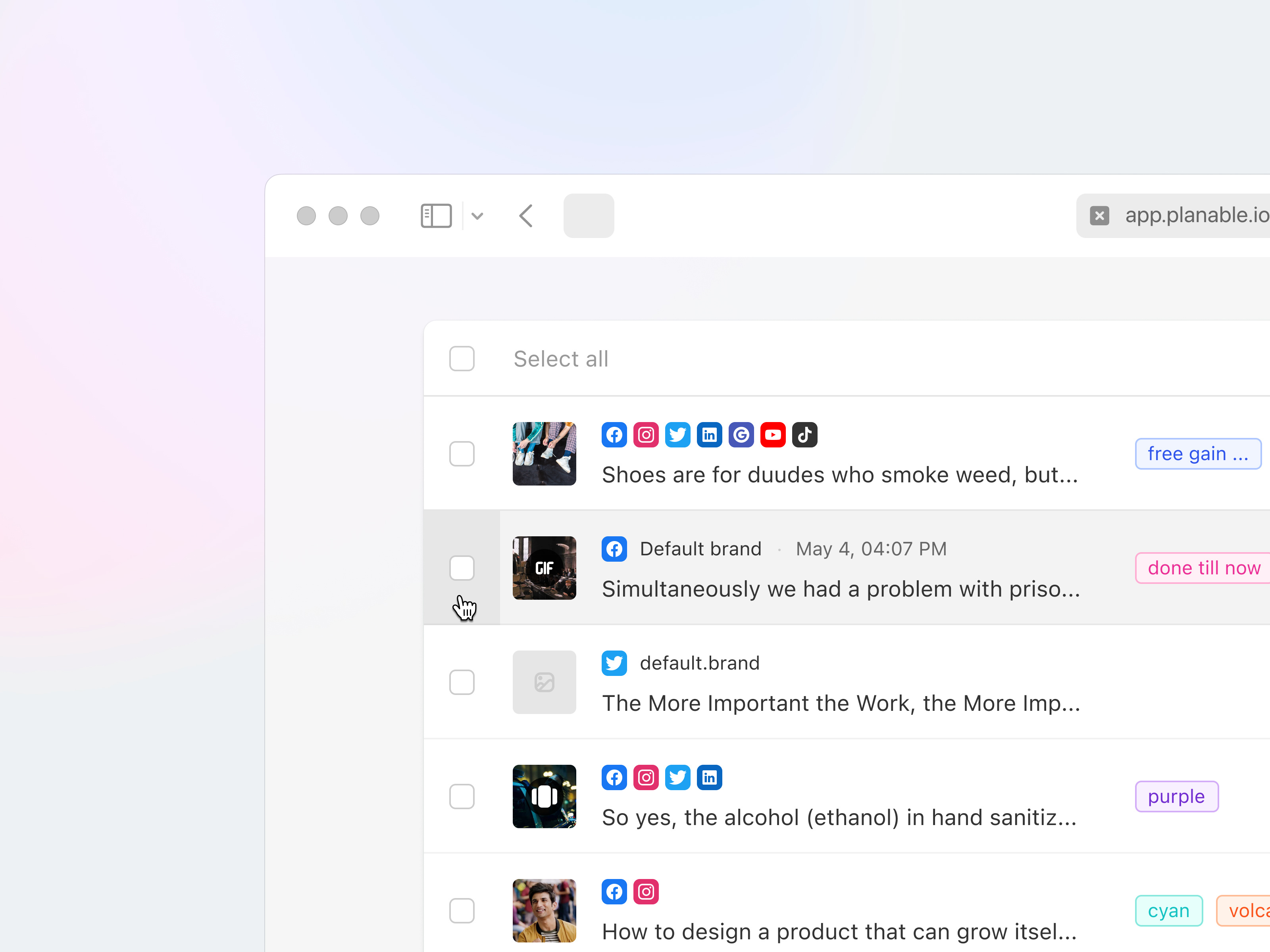 Planable list view by Mihail Svetenco on Dribbble