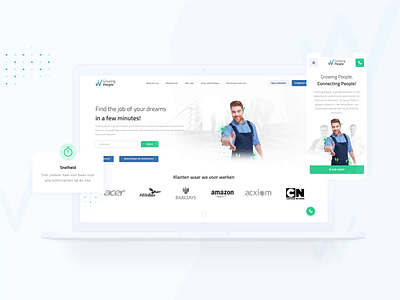 Website for finding jobs animation branding design gradient green icon logo minimal site ui uiux ux website